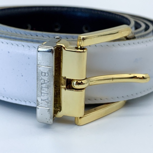 Bally Gold-Tone Buckle Leather Belt in White - Picture 3 of 11
